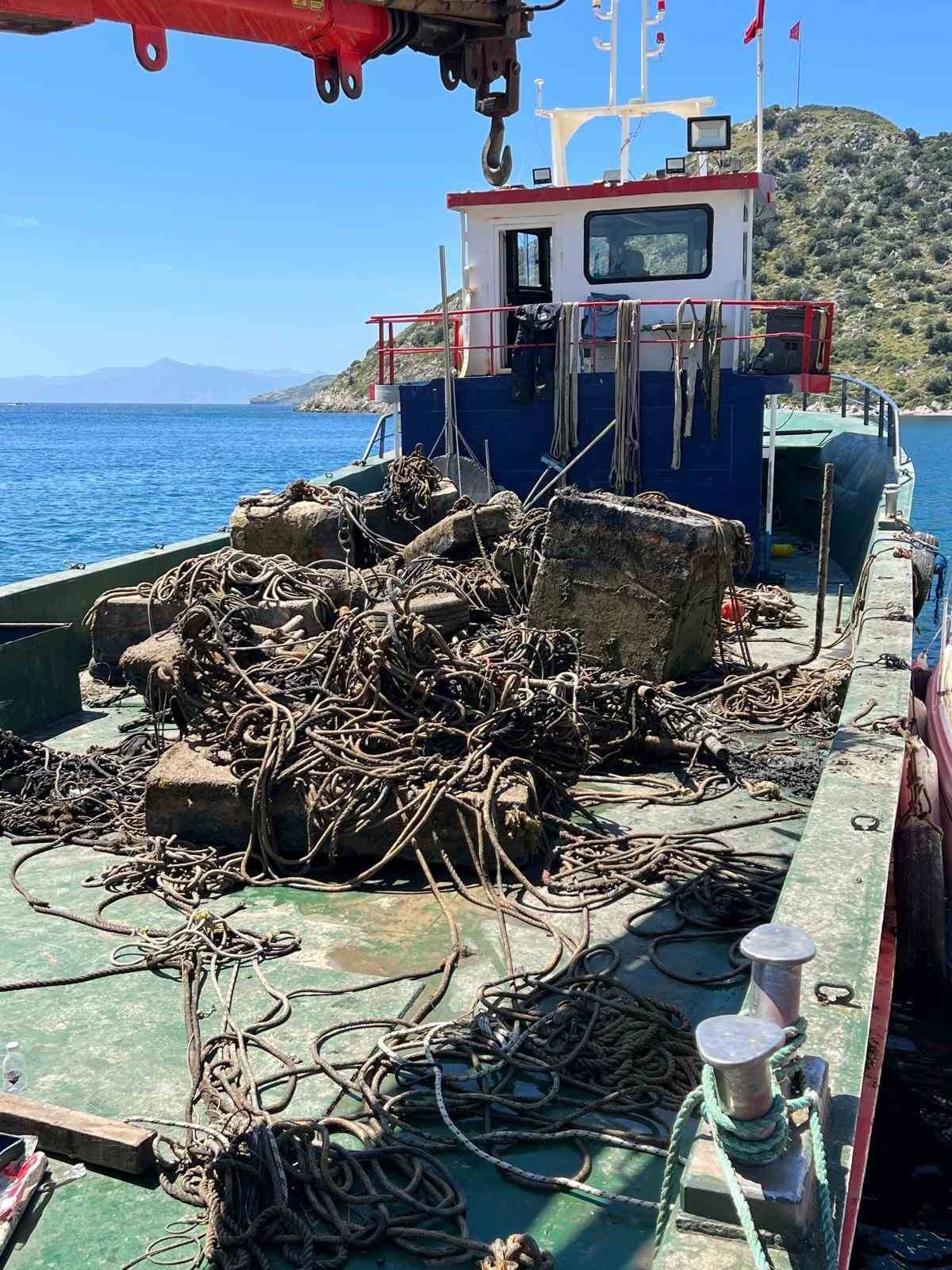 Antik limandaki tonozlar kaldırıldı Muğla’nın Bodrum ilçesinde antik