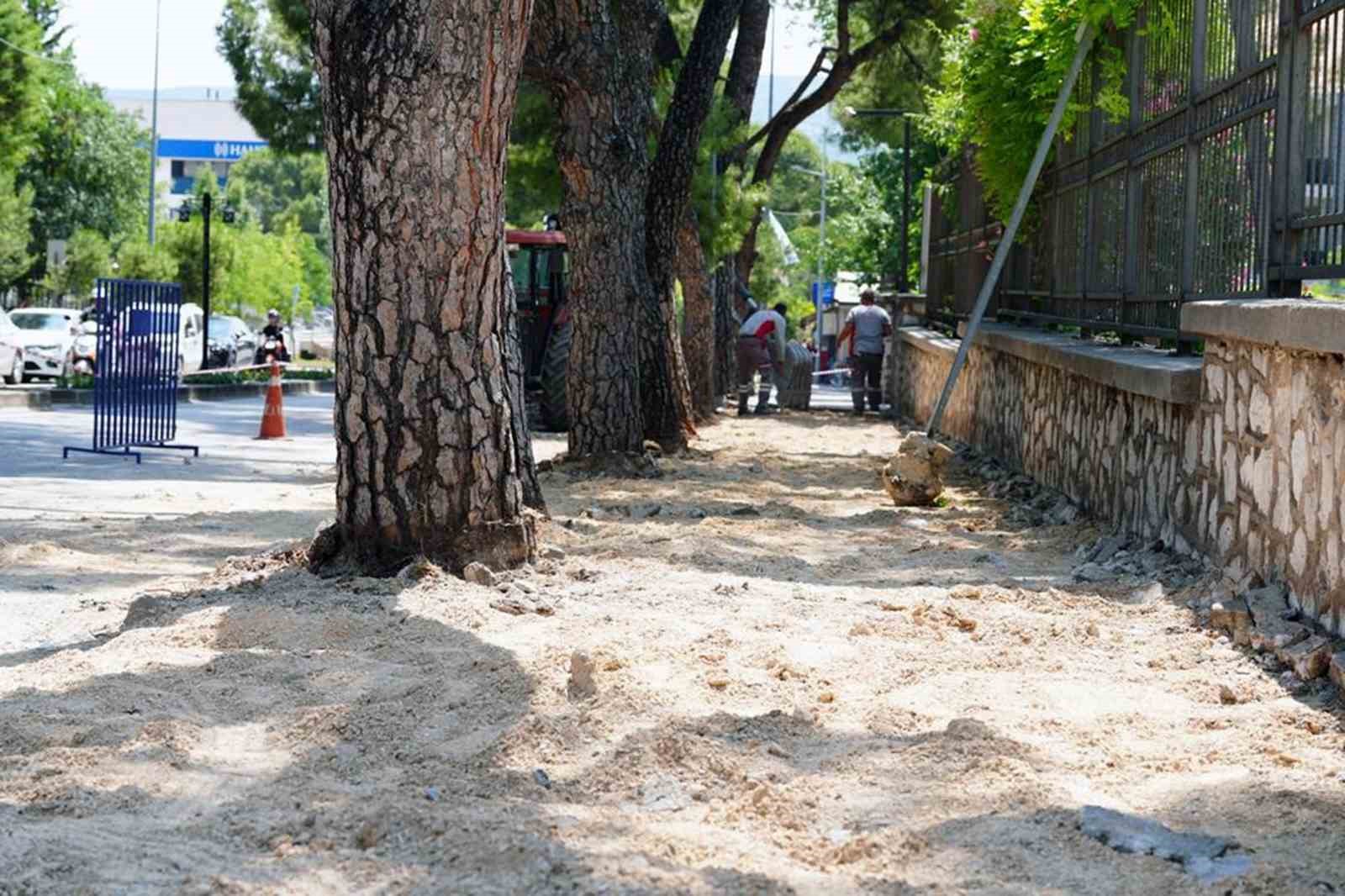 Özer Türk Caddesi’nde kaldırım yenileme çalışmaları başladı Menteşe Belediyesi Fen İşleri