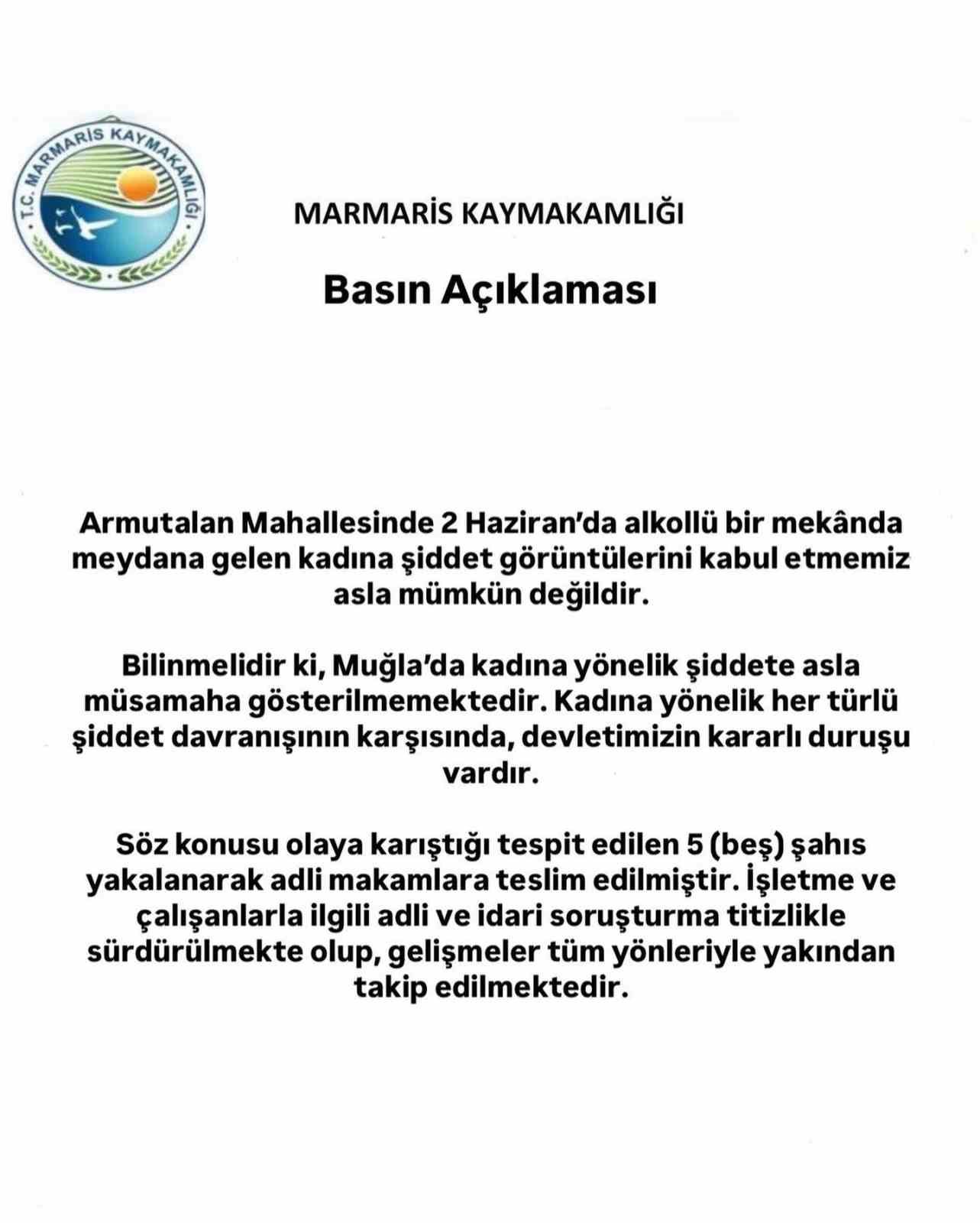 Muğla’nın Marmaris ilçesinde bir